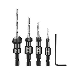 4PCS Countersink Drill Bit  Mgtgbao Drill Bit Set Wood Drill Set Woodworking Countersink Chamfer  with One Hex Wrench  6  10  13 16 Screw Size
