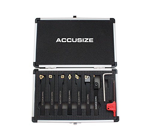 AccusizeTools - 7 Pieces Set 3 8'' Indexable Carbide Turning Tools  Lathe Tool Set  2387-2003