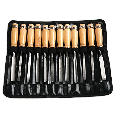 CSLU-Tool Wood Carving Tools Set - 12 Pieces Professional Wood Carving Chisels Hand Tool Kits with Storage Pouch