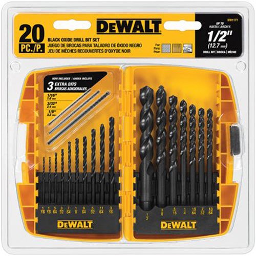 DEWALT DW1177 20-Piece Black-Oxide Metal Drill Bit Set