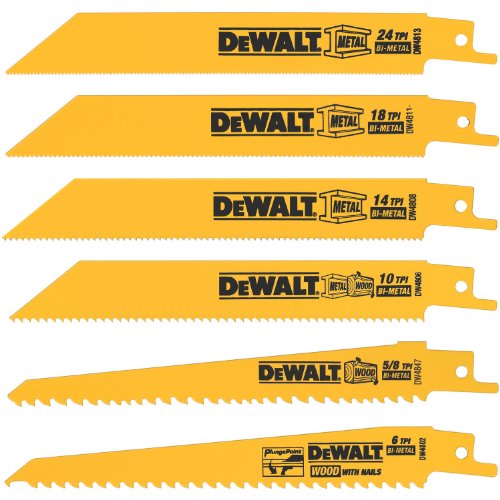 DEWALT DW4856 Metal Woodcutting Reciprocating Saw Blade Set  6-Piece