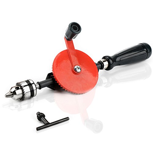 Double Pinion Hand Drill  EnPoint Hand Drill Manual DIY Craftsman Hand Drill Rotary Cranking Handle 1 4In 0 6-6mm Chuck 3-Jaw Fully Cast Steel Hand Drill for Wood Plastic Soft Metal with Chuck Key