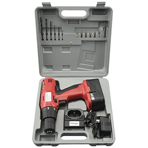 ESKALEX 18V Cordless Drill   Keyless Chuck Automotive Woodworking Bench Power Tool Case And 18V Cordless Drill Reversible  600 RPM 16 Torque Clutch 3 8  Keyless Chuck Includes an 18 Volt Battery