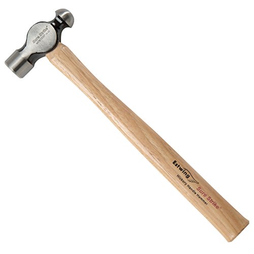 Estwing Ball Peen Hammer - 16 oz Metalworking Tool with Forged Steel Head   Hickory Wood Handle - MRW16BP
