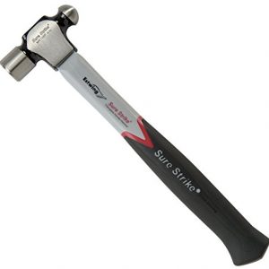 Estwing Sure Strike Ball Peen Hammer - 16 oz Metalworking Tool with Fiberglass Handle   No-Slip Cushion Grip - MRF16BP