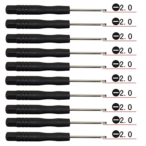 Fixinus 10 Pieces Slotted 2 0mm Flat Head Mini Screwdrivers Set for Cell Phone iPhone Samsung Tablet Laptop PC Games and Small Electronics