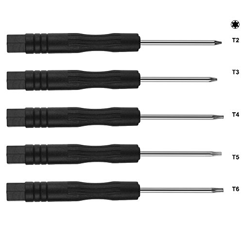 Fixinus Set of 5 Mini Magnetic Screwdriver Set Complete Repair Tool for Cell Phone Samsung Laptop PC Tablet Games with Torx T2 T3 T4 T5 T6
