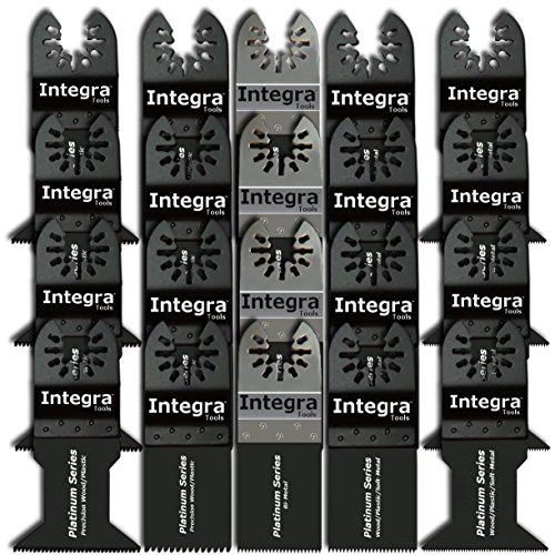 INTEGRA 20pc Mix Saw Wood Bi-metal Precision Pack Oscillating Multitool Quick Release Saw Blade Fit Fein Multimaster Porter Cable Black   Decker Bosch Ridgid Ryobi Milwaukee DeWalt Chicago Craftsman