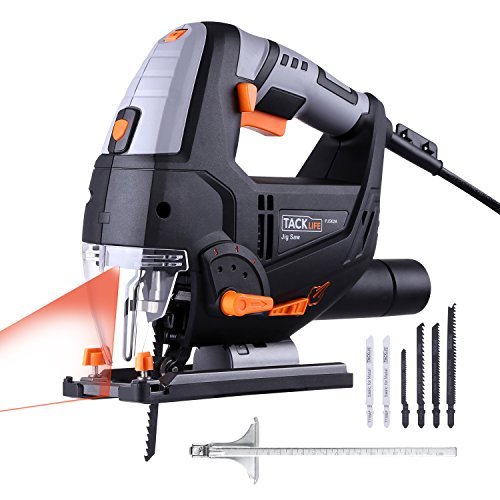 Jigsaw  Tacklife 6 7 Amp 3000 SPM Jig Saw with Laser   LED  10feet(3M) Cord Length  Pure Copper Motor  Max Bevel Cutting Angle (-45°-45°)  Variable Speed Dial (1-6)  Carrying Case - PJS02A
