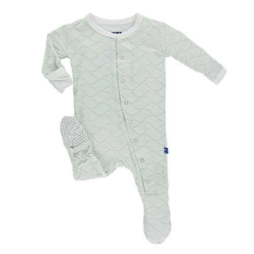 Kickee Pants Baby Girls' Print Footie Prd-kpf175-Awl  Aloe Water Lattice  Newborn
