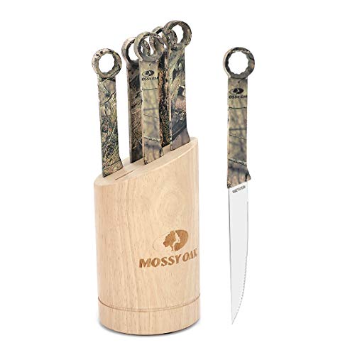 MOSSY OAK 6-Piece Steak Knife Box End Wrench Set with Wood Block