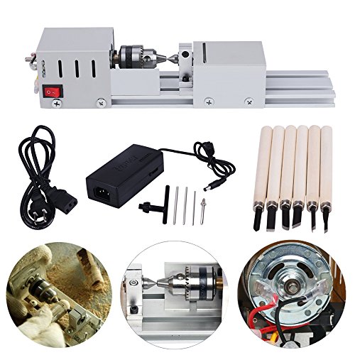 MYSWEETY DC 24V 80W Mini Lathe Beads Polisher Machine CNC Machining for Table Woodworking Wood DIY Tool Lathe Standard Set