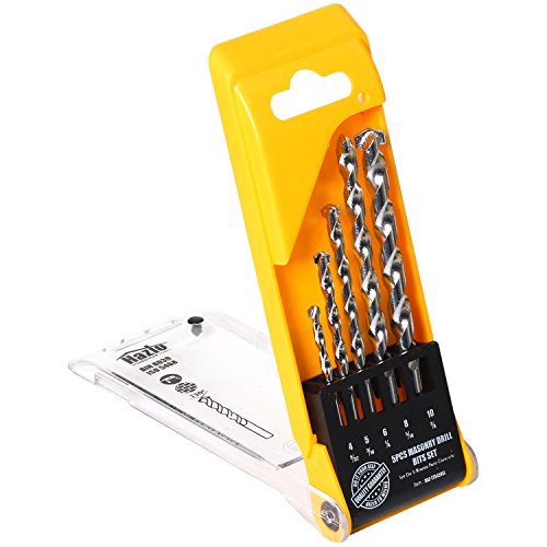 Masonry Drill Bit Set  5 Pcs Complete Set W Hard Case For Easy Storage   Carrying  Durable  Robust Carbide Steel Quality  Ideal For Porcelain   Ceramic Tiles  Blocks  Concrete  Brick  Rock  Drywall