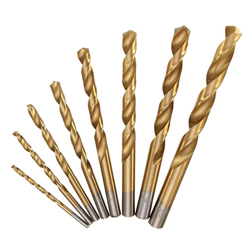Migiwata 3-10mm Metric Titanium Coated HSS Twist Drill Bit Set of 8pcs to Drill Wood Plastic and Soft Metal for Household  DIY Work  Etc