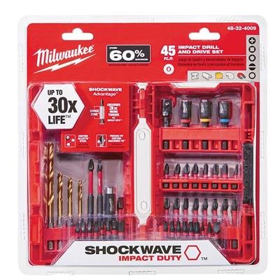 Milwaukee Shockwave Impact Drill and Drive Driver Bit Set (45-Piece) 48-32-4009