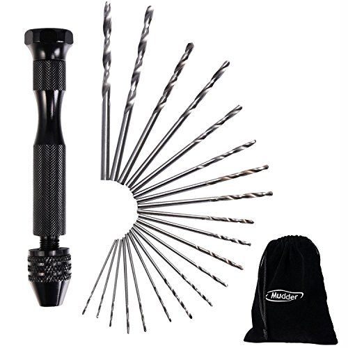 Mudder 21 Pieces Twist Drill Bits Precision Pin Vise Mini Micro Hand Drill Bit Set Rotary Tools