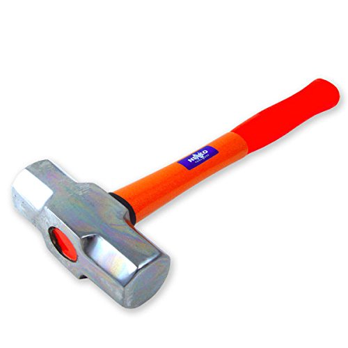 Neiko 02867A Fiberglass Sledge Hammer  Heavy-Duty Forged Steel   Rubber Grip   Mirror Polished Head   3 3-Pound