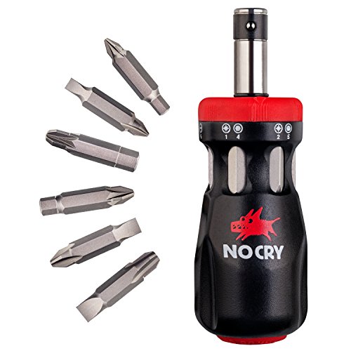 NoCry Stubby Ratcheting Screwdriver Kit with 12-in-1 Mini Bit Set including Flathead  Hex  Phillips and Pozidriv Tips