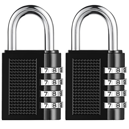 ORIA Combination Lock  4 Digit Combination Padlock  10000 Combinations for Home  Gate  Case  Toolbox  Gym  Sports  School and Employee Locker  Outdoor  Fence  Hasp and Storage (Black  Pack of 2)