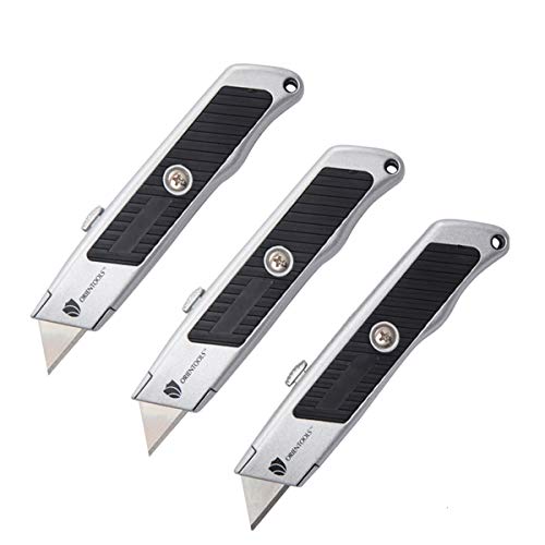 ORIENTOOLS Utility Knife Heavy Duty  Retractable 3-Pack Set  Safety Box Cutter