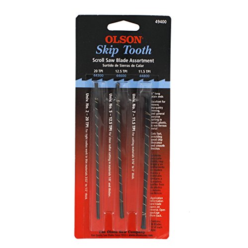 Olson Saw FR49400 Skip Tooth Scroll Saw Blade Assortment