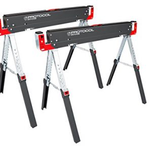 PROTOCOL Equipment 92786 42-Inch Adjustable Height Metal Folding Sawhorse  Set of 2