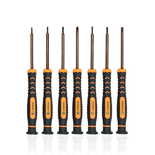 Precision Screwdriver Set of 7  TECKMAN Phillips and Flathead Screwdriver Set with Magnetic Tips and Non-Skid Handle Small Repair Tool Kit for Eyeglasses iPhone Computer Jewelry Watch Electronics