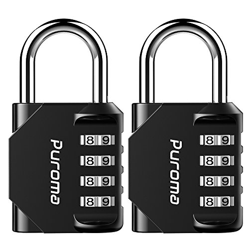 Puroma 2 Pack Combination Lock 4 Digit Padlock for School Gym Sports Locker  Fence  Toolbox  Case  Hasp Storage (Black and Code Window)