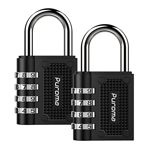 Puroma PMCL 2 Pack Combination Lock 4 Digit Padlock for School Gym Sports Locker Fence Toolbox Case Hasp Storage(Black)