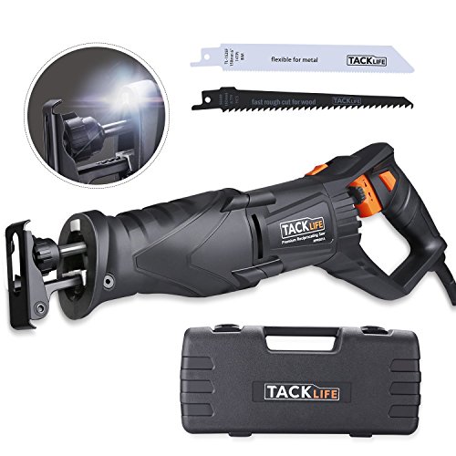 Reciprocating Saw  Tacklife 1-1 8 (28mm) Stroke Length Saw  Rotating Blades Position  10feet(3M) Cord Length  LED Light  Extra 2 Blades  Variable Speed  Ideal for DIY - RPRS01A
