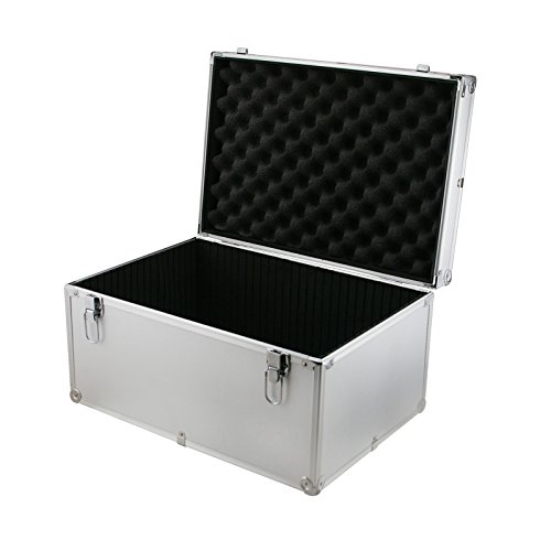 SRA Cases EN-AC-FG-C408 Aluminum Hard Case Silver DJ Tool Box with Internal Divider  17 7 x 12 2 x 9 7 Inches