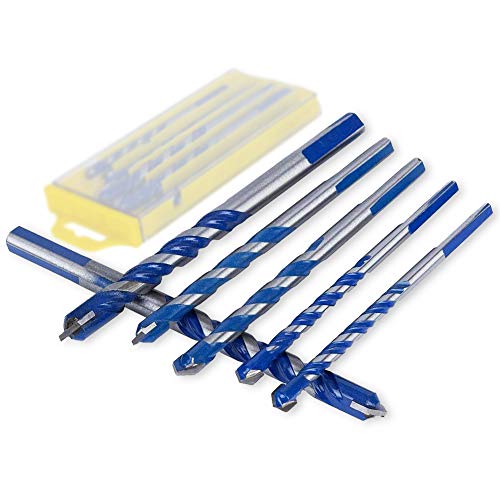 Sadzero Glass Drill Bits Set Blue Granite 6-Piece Hammer Drill Bit Set Installer Twist Drill Bits for Drill Tile  Masonary  Metal and Concrete Carbide Tip Tool for Wall Mirror 2x6mm 2x8mm 10mm 12mm