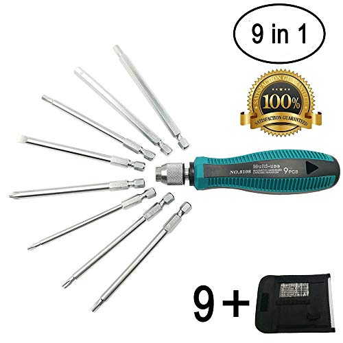 Screwdriver Set 9 in 1 Multi-use Phillips Slotted Flathead Hex Torx Head 8 Screwdriver Bits Craftsman Toolkit Repair Tool for Professional and Home use 1 Screwdriver Set 9 in 1 Multi-use Phillips Slotted Flathead Hex Torx Head 8 Screwdriver Bits Craftsman Toolkit Repair Tool for Professional and Home use