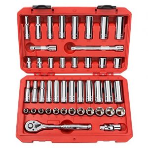 TEKTON 3 8-Inch Drive Socket Set  Inch Metric  6-Point  5 16-Inch - 3 4-Inch  8 mm - 19 mm  45-Piece   13101