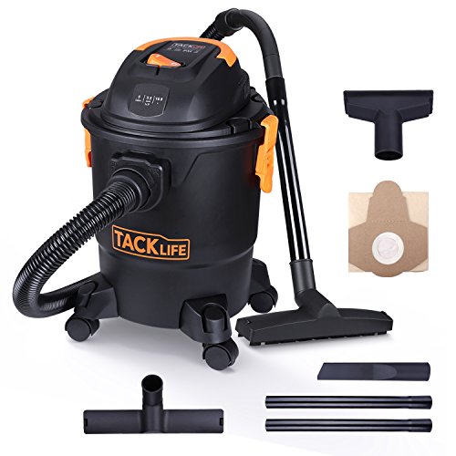 Tacklife Wet Dry Vacuum 5 Gallon  5 5 Peak HP with 20 FT Clean Range  4-layer Filtration System and Safety Buoy Technology for Dry Wet Blowing  Multipurpose Accessories Included - PVC01A