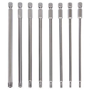 Tonsiki 8pcs 1 4 Inch Hex Shank T9-T40 6 Inch Length S2 Steel Hex Torx Security Head Drill Screwdriver Set Bits