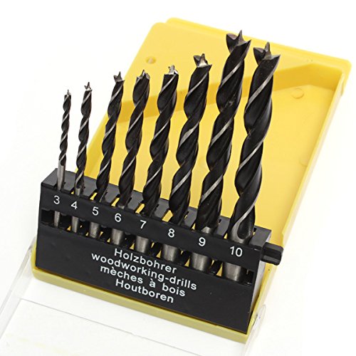 Topzone® 8 Pieces 1 8  - 3 8  Brad Point Drill Bits Set for Wood