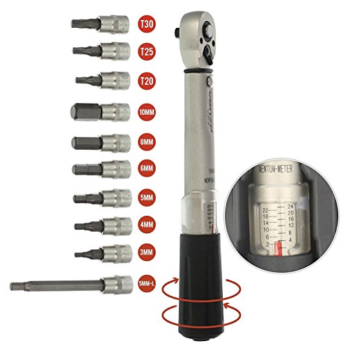 Venzo Bicycle Bike Torque Wrench Allen Key Tool Socket Set Kit