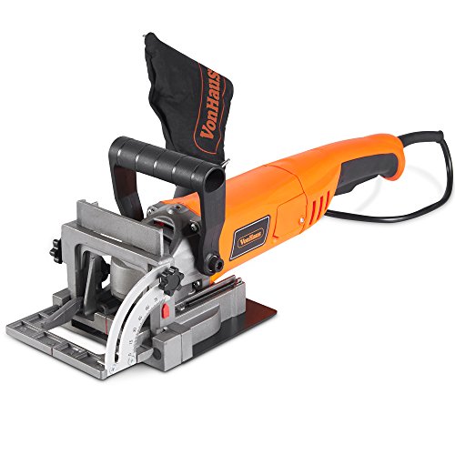 VonHaus 8 5 Amp Wood Biscuit Plate Joiner with 4  Tungsten Carbide Tipped Blade  Adjustable Angle and Dust Bag - Suitable For All Wood Types