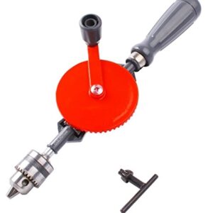 WEICHUAN Hand Drill 3 8-Inch Capacity-Powerful and Speedy  Manual 3 8 inch Mini Hand Drill with Finely Cast Steel Double Pinions Design  3 Jaw Chucks and Grip Handle