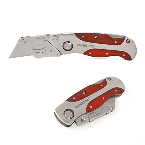 WORKPRO Quick-change Folding Utility Knife with Wood Grain Handle