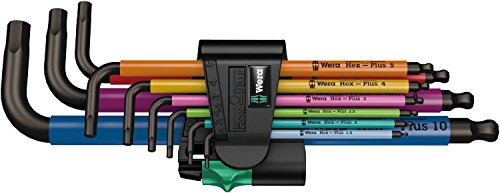 Wera 05073593001 950 Spkl 9 Sm N Multicolor L-Key Set  Metric  Blacklaser  9 Pieces