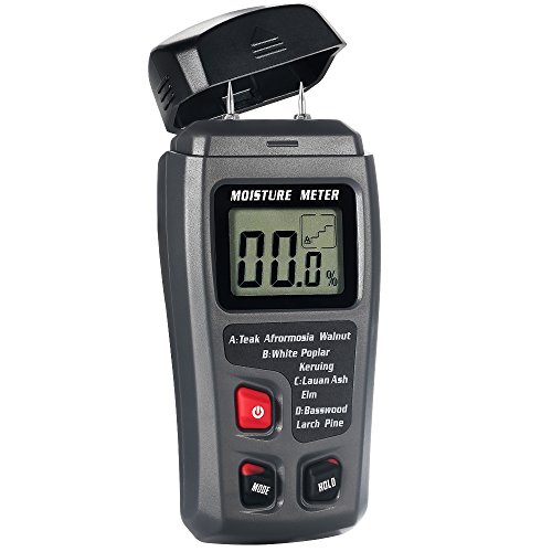 Wood Moisture Meter  Digital 4 Calibrated wood groups Wood Moisture Detector  2 pins Wood Portable Moisture Tester Water  HD Digital LCD Display with one 9V Battery(Included) Range 0  - 99 9