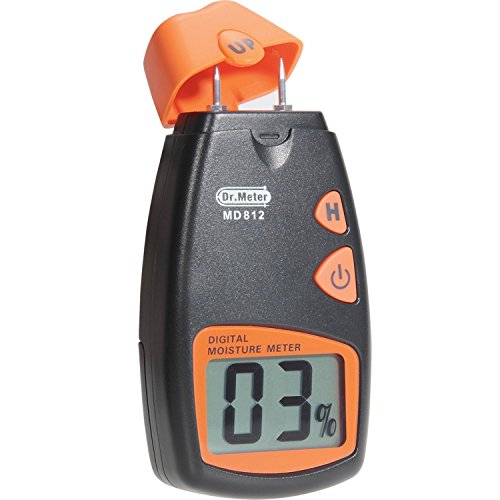Wood Moisture Meter  Dr Meter Lumber Water Moisture Tester  Digital Damp Detector with HD Digital LCD Dsiplay and 2 Spare Sensor Pins  for Measuring Firewood  Furniture  Floor  Trees(Battery Included)