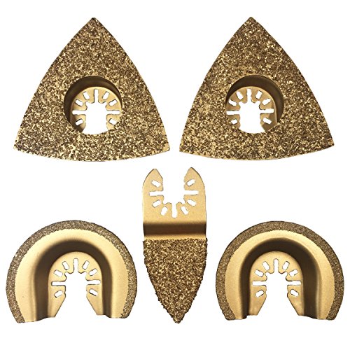 XXGO Universal Semicircle Triangular Finger Carbide Oscillating Multi Tool Saw Blades Fits Oscillating Tools Pack of 5