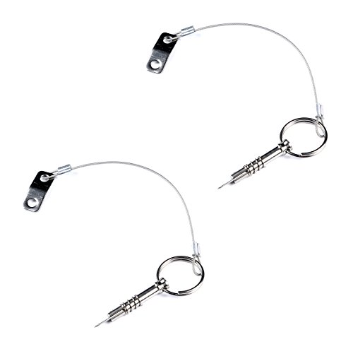 MX 2 pcs Stainless Steel Pin w Drop Cam Spring 1 4 x 1 Grip - Lanyard Prevents Loss 1 MX 2 pcs Stainless Steel Pin w Drop Cam Spring 1 4 x 1 Grip - Lanyard Prevents Loss