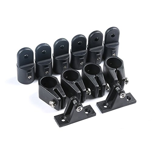 MxEol Boat 3 Bow Bimini Top Fittings Hardware Set Black Nylon W Screws 12 PCS (Black  7 8 Inch Set)