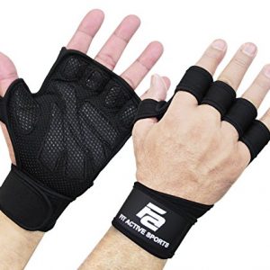 New Ventilated Weight Lifting Gloves with Built-In Wrist Wraps  Full Palm Protection   Extra Grip  Great for Pull Ups  Cross Training  Fitness  WODs   Weightlifting  Suits Men   Women  Black  Small