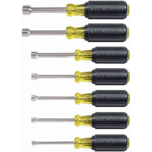 Nut Driver Set  3-Inch Full Hollow Shaft  Sizes 3 16  1 4  5 16  11 32  3 8 7 16 and 1 2-Inch Klein Tools 631