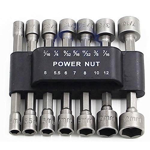 PANOVOS (14pcs) Power Nut Driver Drill Bit Set Metric Socket Wrench Screw 1 4'' Driver Hex
